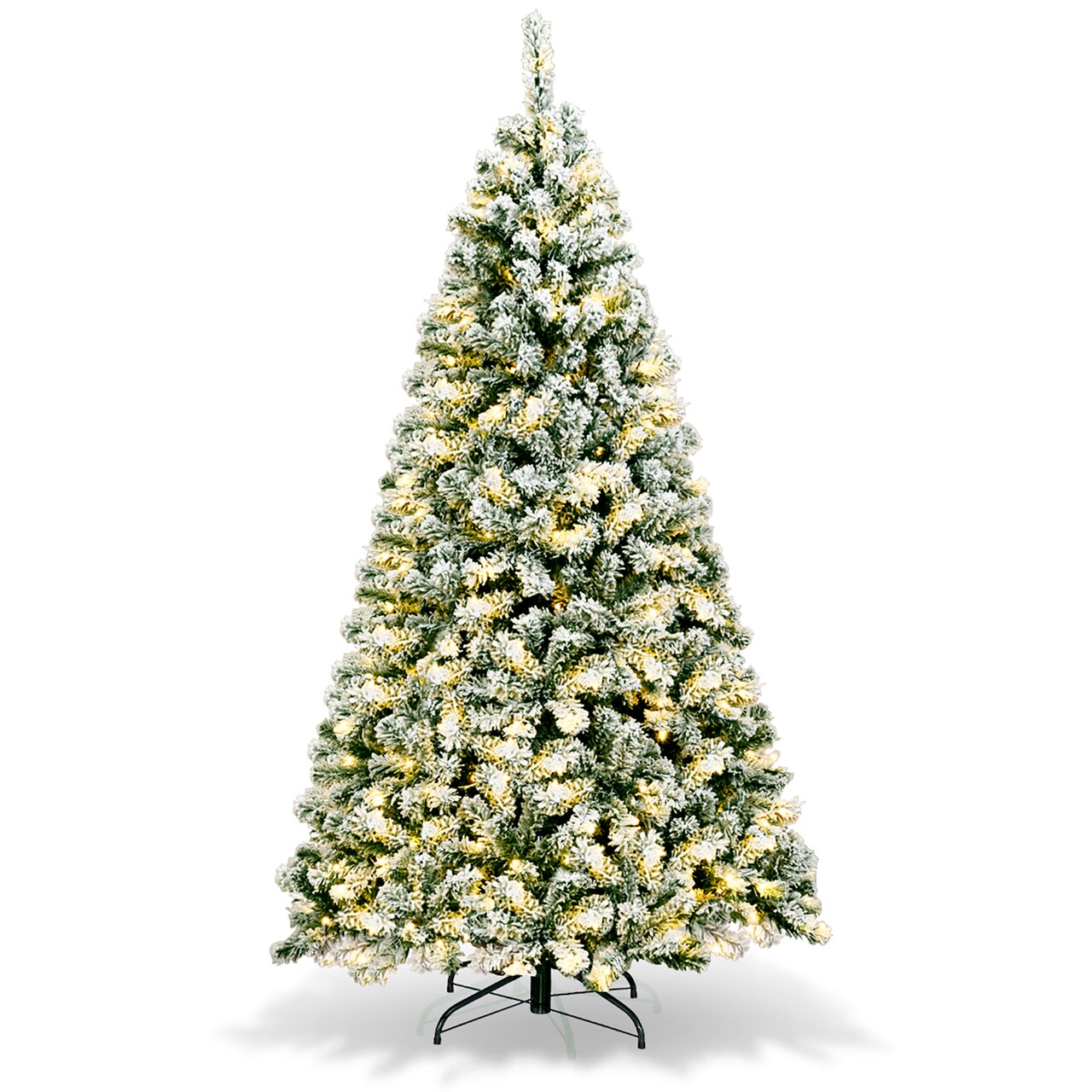 6Ft Pre-Lit Premium Snow Flocked Hinged Artificial Christmas Tree w/ 250 Lights